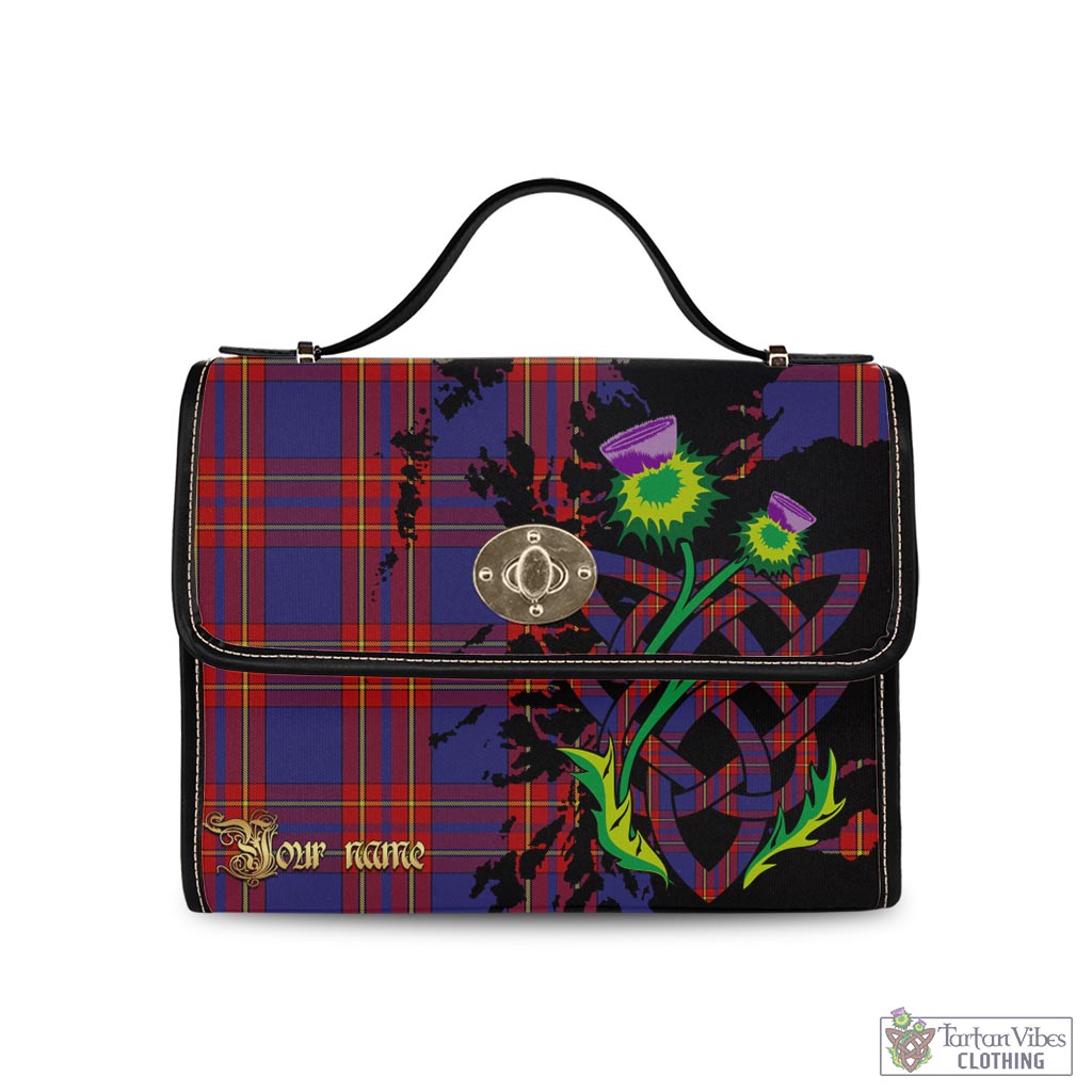 Tartan Vibes Clothing Salvation Army Tartan Waterproof Canvas Bag with Scotland Map and Thistle Celtic Accents