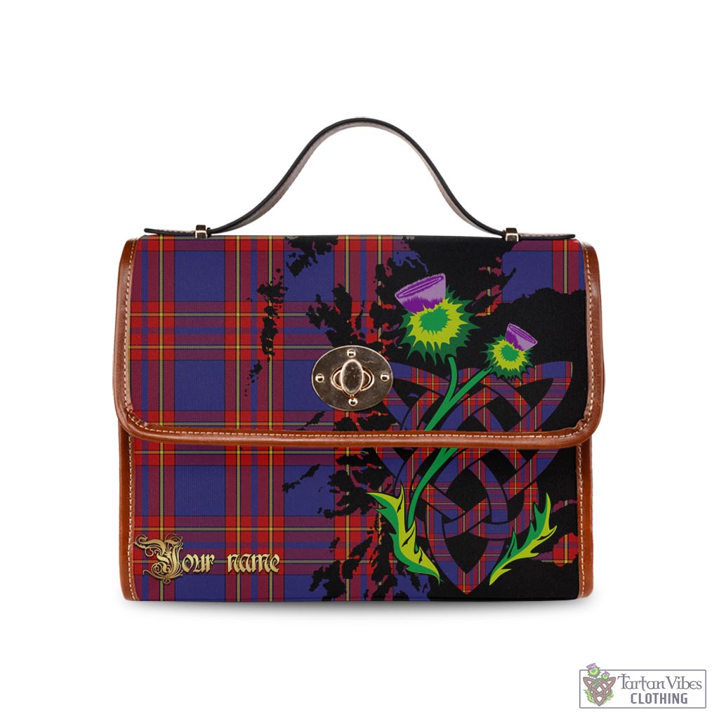 Tartan Vibes Clothing Salvation Army Tartan Waterproof Canvas Bag with Scotland Map and Thistle Celtic Accents