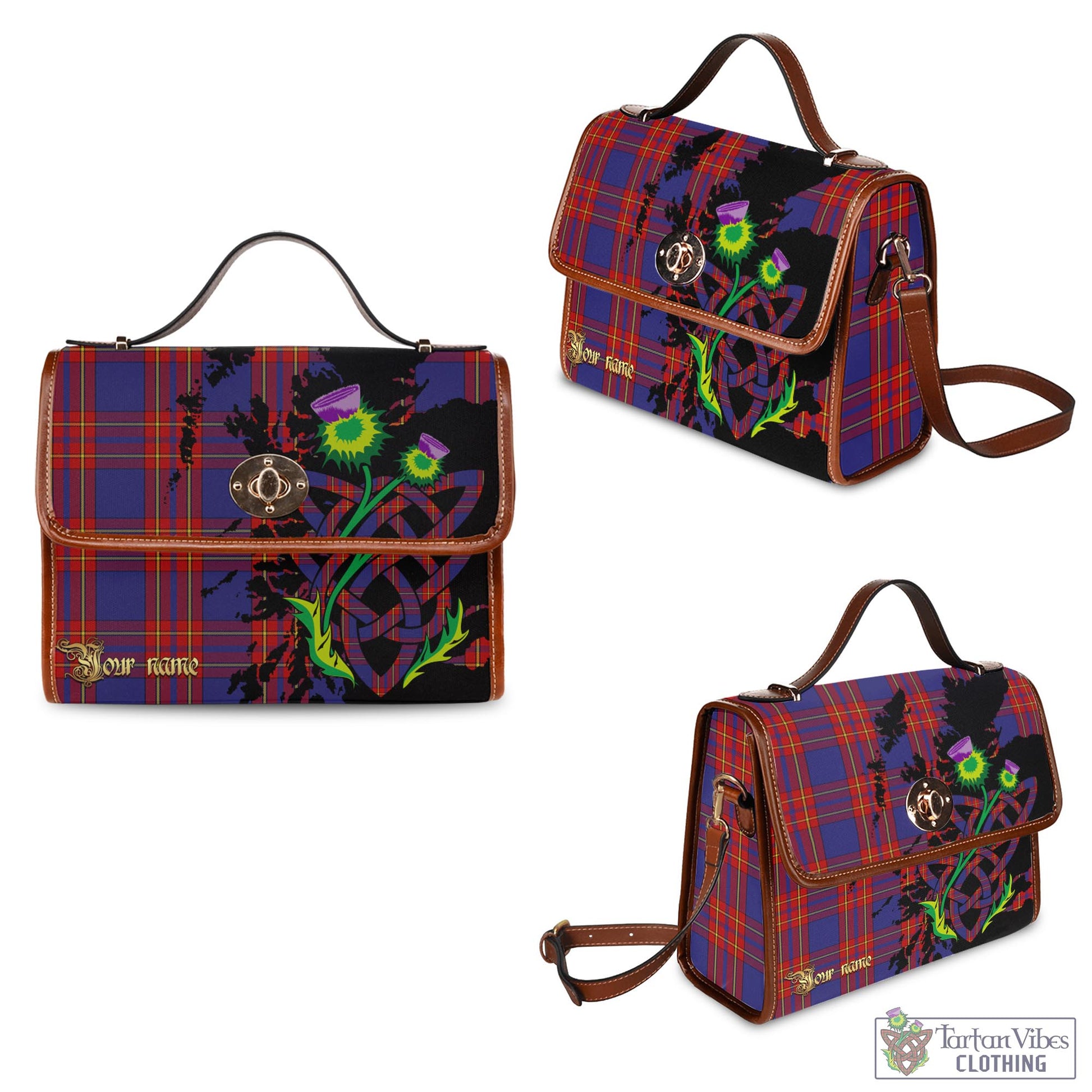 Tartan Vibes Clothing Salvation Army Tartan Waterproof Canvas Bag with Scotland Map and Thistle Celtic Accents