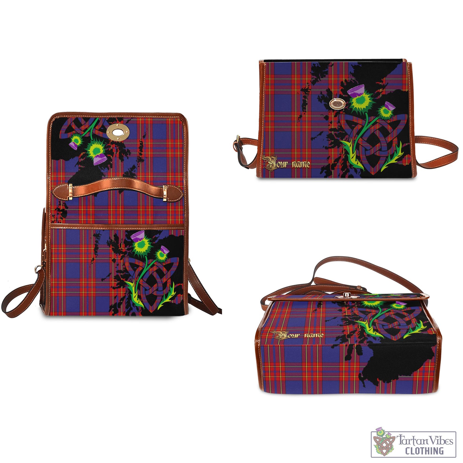 Tartan Vibes Clothing Salvation Army Tartan Waterproof Canvas Bag with Scotland Map and Thistle Celtic Accents