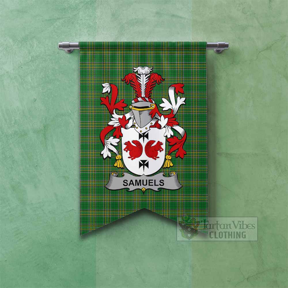 Tartan Vibes Clothing Samuels Irish Clan Tartan Gonfalon, Tartan Banner with Coat of Arms