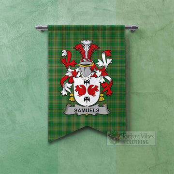 Samuels Irish Clan Tartan Gonfalon, Tartan Banner with Coat of Arms