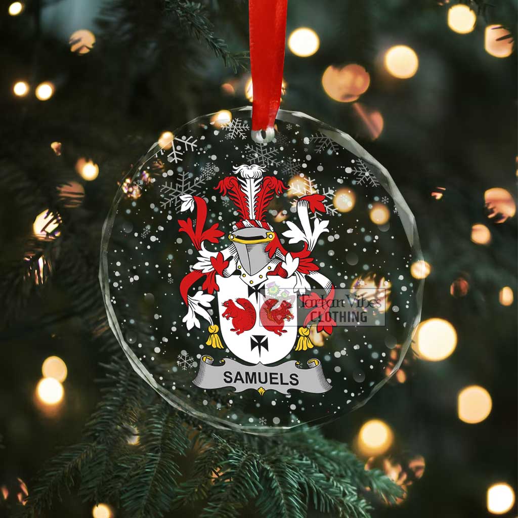 Samuels Irish Clan Christmas Glass Ornament with Coat of Arms - 2D-tartanvibesclothing