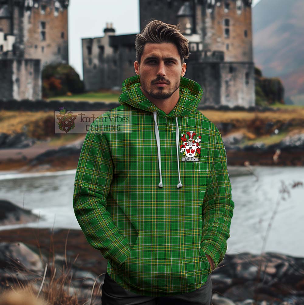Samuels Irish Clan Tartan Cotton Hoodie with Coat of Arms - Tartan Vibes Clothing
