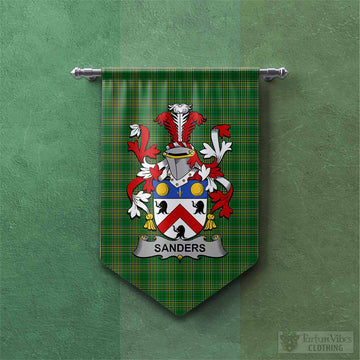Tartan Vibes Clothing Sanders Irish Clan Tartan Gonfalon, Tartan Banner with Coat of Arms