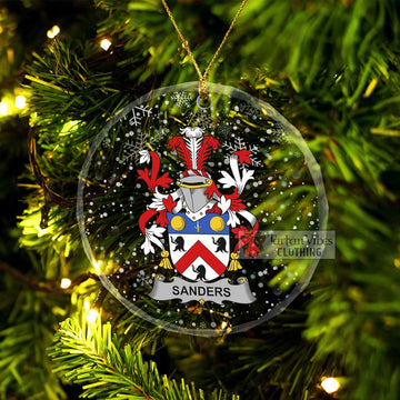 Tartan Vibes Clothing Sanders Irish Clan Christmas Glass Ornament with Coat of Arms