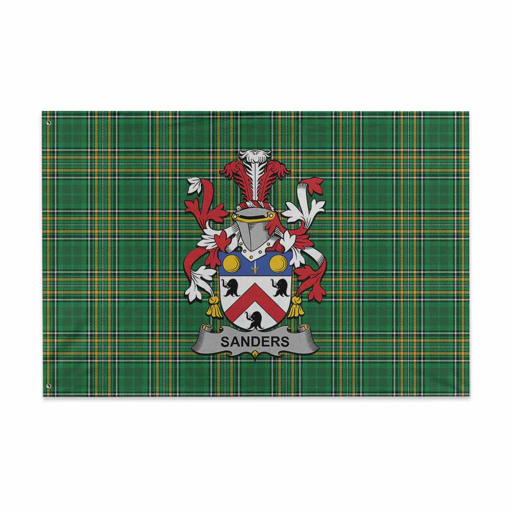 Tartan Vibes Clothing Sanders Irish Clan Tartan House Flag with Coat of Arms