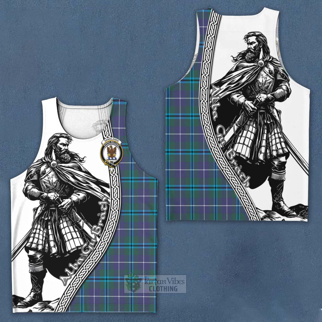 Tartan Vibes Clothing Sandilands Tartan Clan Crest Men's Tank Top with Highlander Warrior Celtic Style