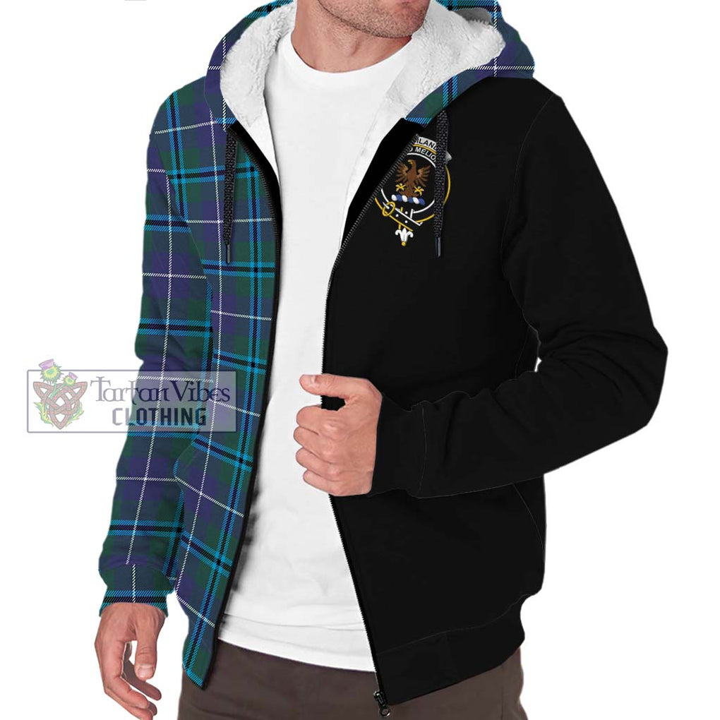 Sandilands Tartan Sherpa Hoodie with Family Crest and Half Of Me Style Unisex S - Tartanvibesclothing Shop