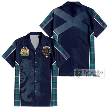 Sandilands Tartan Hawaiian Shirt with Family Crest and Lion Rampant Vibes Sport Style