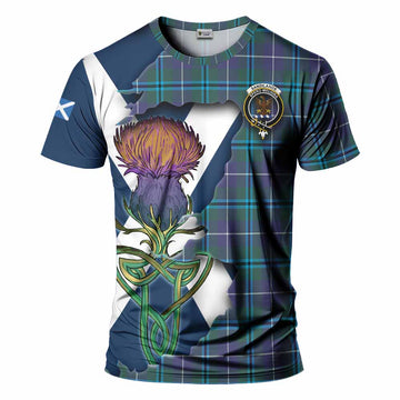 Tartan Vibes Clothing Sandilands Tartan Family Crest T-Shirt Scottish Thistle Celtic Inspired