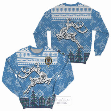Sandilands Clan Christmas Sweatshirt Celtic Reindeer Style
