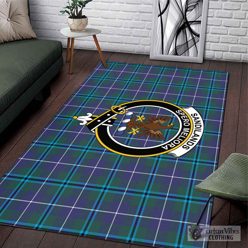 Tartan Vibes Clothing Sandilands Tartan Area Rug with Family Crest