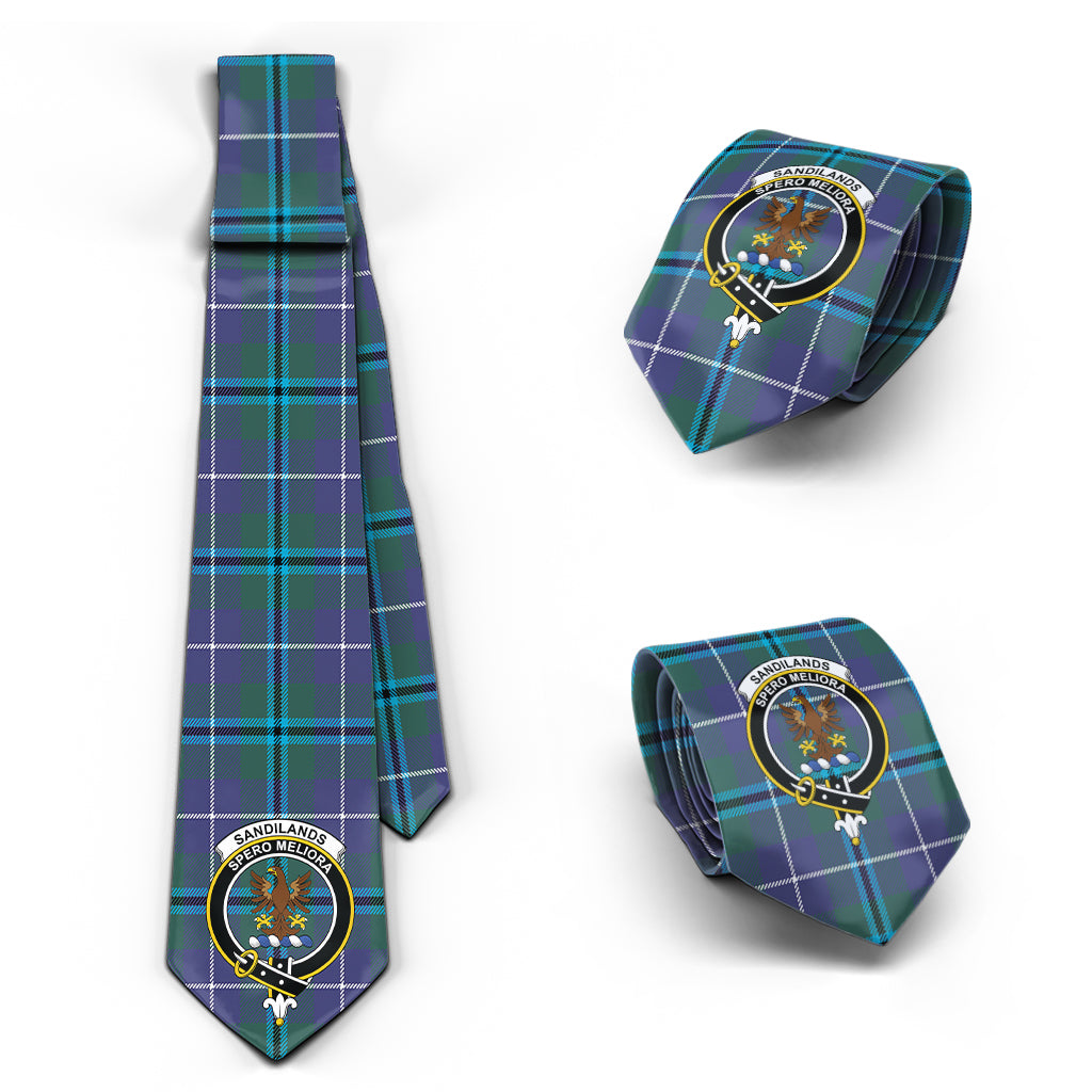 Sandilands Tartan Classic Necktie with Family Crest Necktie One Size - Tartan Vibes Clothing