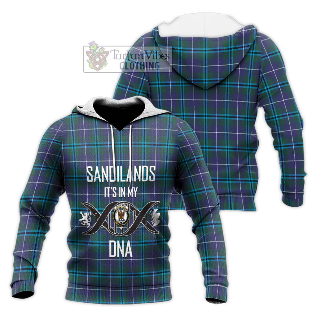 Sandilands Tartan Knitted Hoodie with Family Crest DNA In Me Style Unisex Knitted Pullover Hoodie - Tartanvibesclothing Shop
