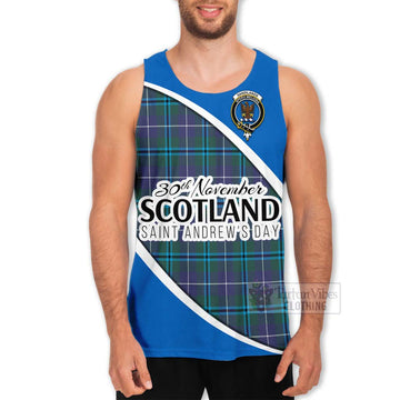 Tartan Vibes Clothing Sandilands Family Crest Tartan Men's Tank Top Celebrate Saint Andrew's Day in Style