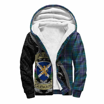 Sandilands Tartan Family Crest Sherpa Hoodie Lion Rampant Royal Thistle Shield Celtic Inspired