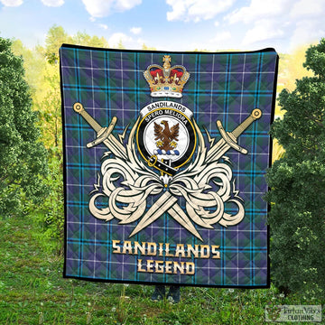 Sandilands Tartan Quilt with Clan Crest and the Golden Sword of Courageous Legacy