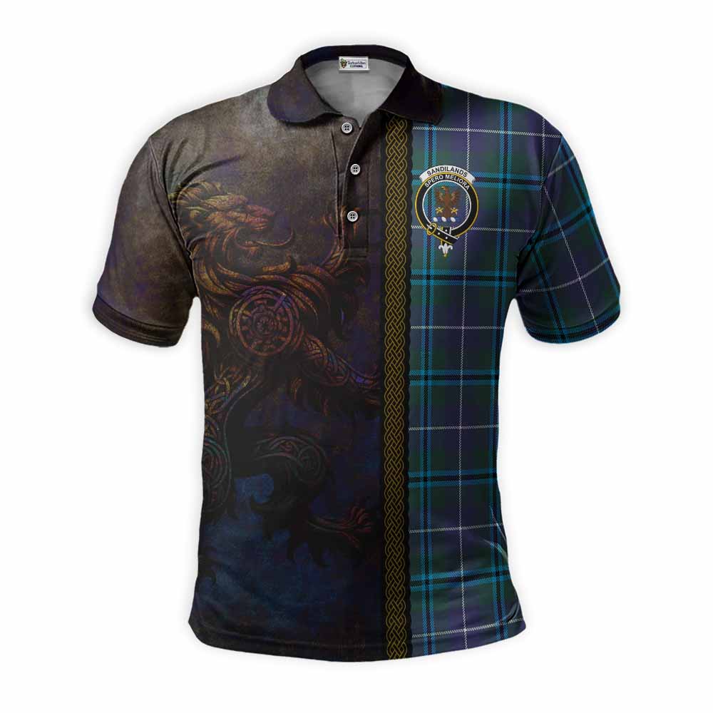 Tartan Vibes Clothing Sandilands Tartan Family Crest Polo Shirt Alba Gu Brath Be Brave Lion Ancient Style
