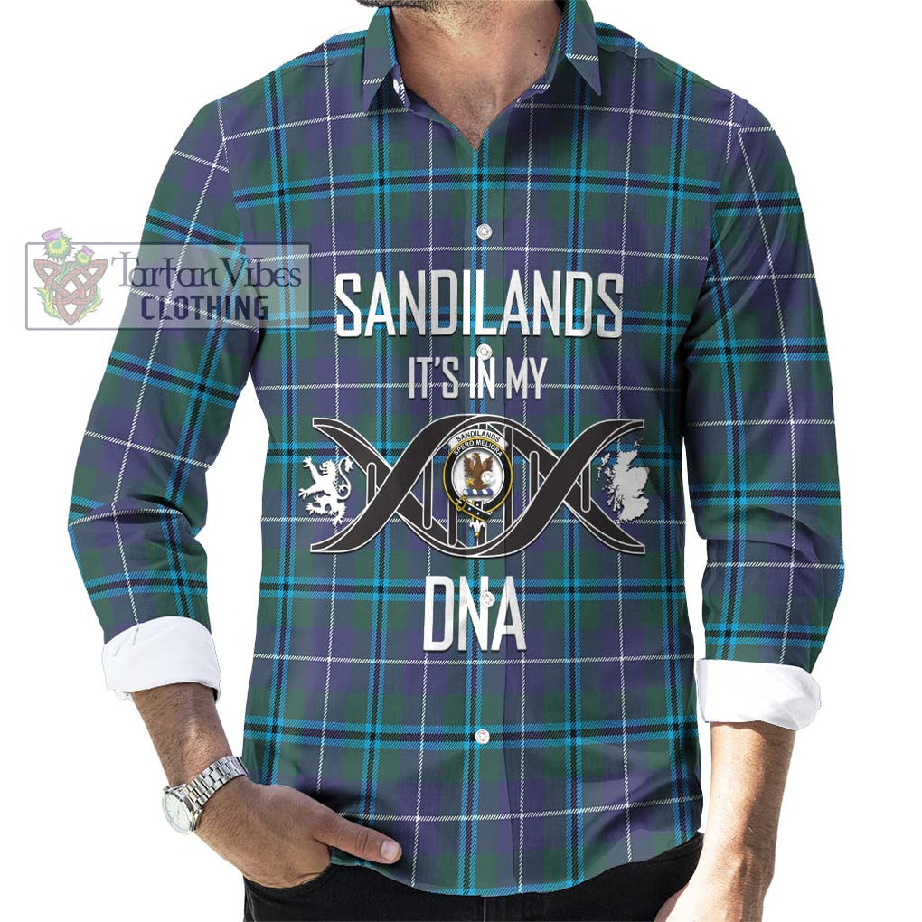 Sandilands Tartan Long Sleeve Button Shirt with Family Crest DNA In Me Style Men's Shirt S - Tartanvibesclothing Shop