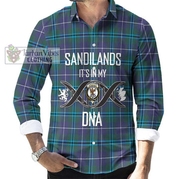 Sandilands Tartan Long Sleeve Button Shirt with Family Crest DNA In Me Style Men's Shirt S - Tartanvibesclothing Shop