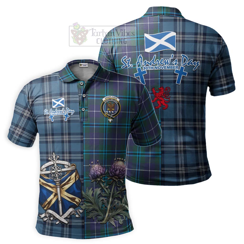 Tartan Vibes Clothing Sandilands Tartan Polo Shirt Happy St. Andrew's Day Half Tartan Style