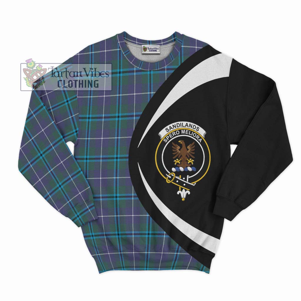 Sandilands Tartan Sweatshirt with Family Crest Circle Style Unisex - Tartan Vibes Clothing