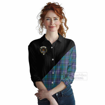 Sandilands Tartan Women's Casual Shirt with Family Crest and Military Logo Style