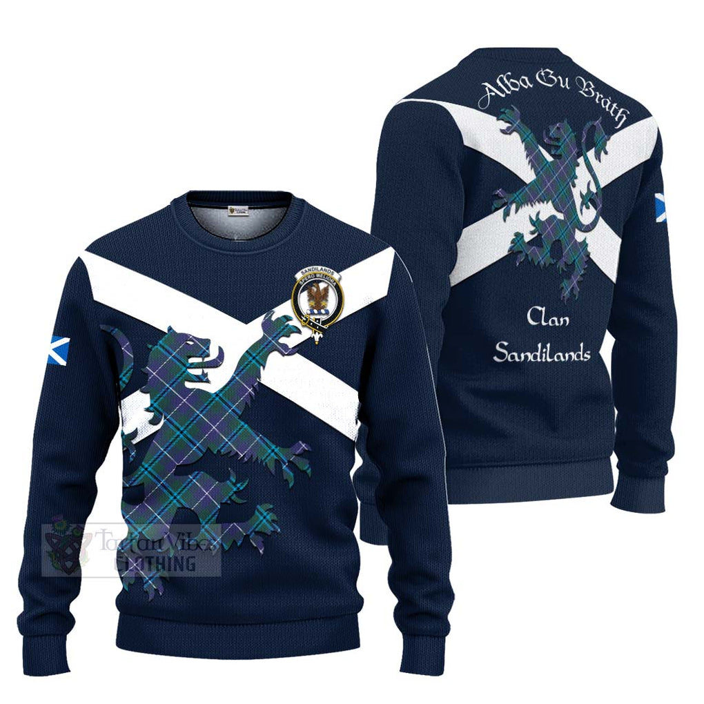 Tartan Vibes Clothing Sandilands Tartan Lion Rampant Knitted Sweater – Proudly Display Your Heritage with Alba Gu Brath and Clan Name