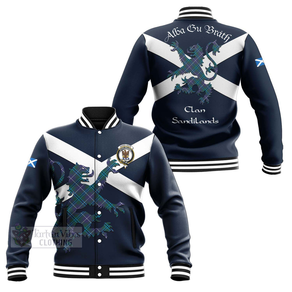 Tartan Vibes Clothing Sandilands Tartan Lion Rampant Baseball Jacket – Proudly Display Your Heritage with Alba Gu Brath and Clan Name