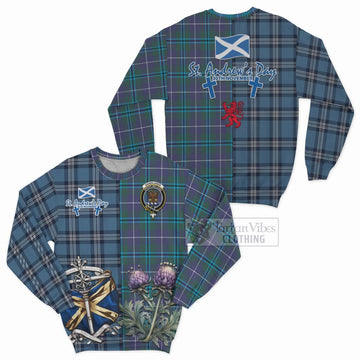 Sandilands Tartan Sweatshirt Happy St. Andrew's Day Half Tartan Style