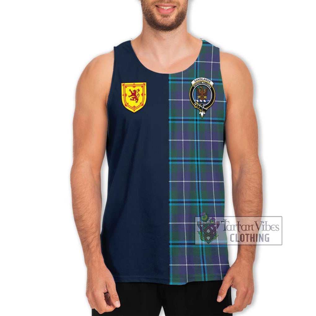 Tartan Vibes Clothing Sandilands Tartan Men's Tank Top with Scottish Lion Royal Arm Half Style
