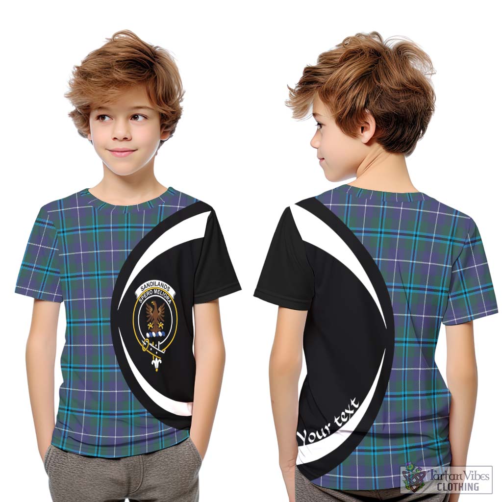 Sandilands Tartan Kid T-Shirt with Family Crest Circle Style Youth XL Size14 - Tartan Vibes Clothing