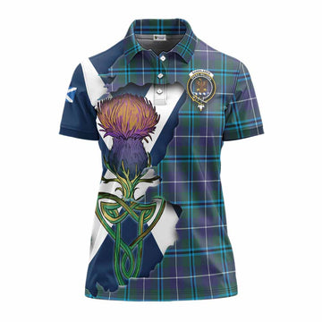 Sandilands Tartan Family Crest Women's Polo Shirt Scottish Thistle Celtic Inspired