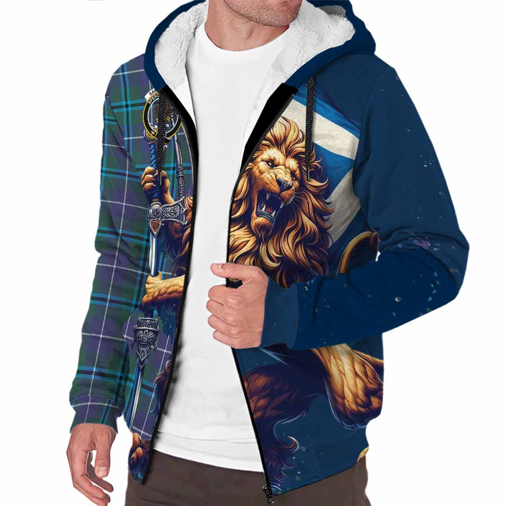 Tartan Vibes Clothing Sandilands Tartan Family Crest Sherpa Hoodie with Scottish Majestic Lion