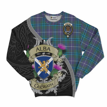 Sandilands Tartan Family Crest Sweatshirt Lion Rampant Royal Thistle Shield Celtic Inspired