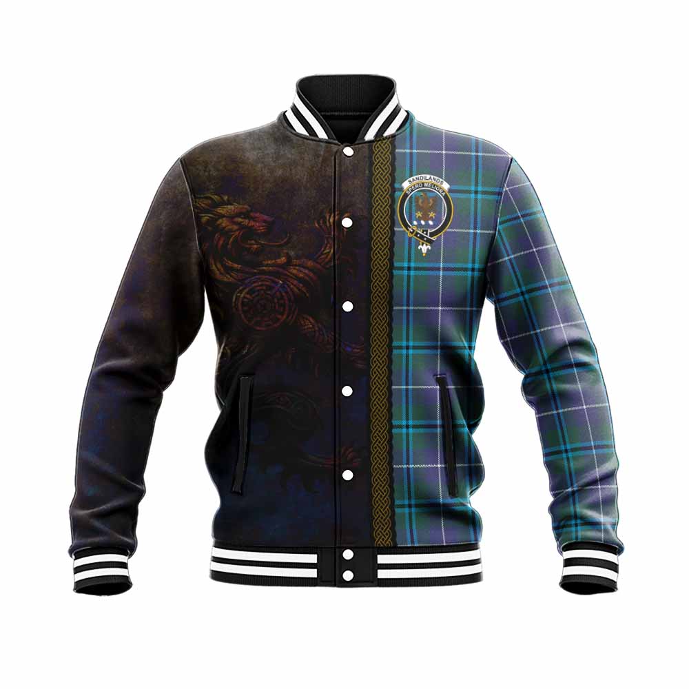 Sandilands Tartan Family Crest Baseball Jacket Alba Gu Brath Be Brave Lion Ancient Style Unisex - Tartan Vibes Clothing