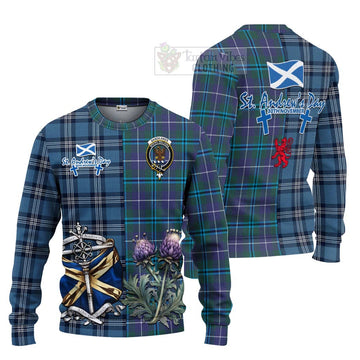Tartan Vibes Clothing Sandilands Tartan Knitted Sweater Happy St. Andrew's Day Half Tartan Style
