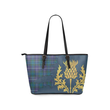 Sandilands Tartan Leather Tote Bag Gold Thistle Style
