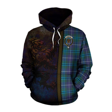 Sandilands Tartan Family Crest Cotton Hoodie Alba Gu Brath Be Brave Lion Ancient Style