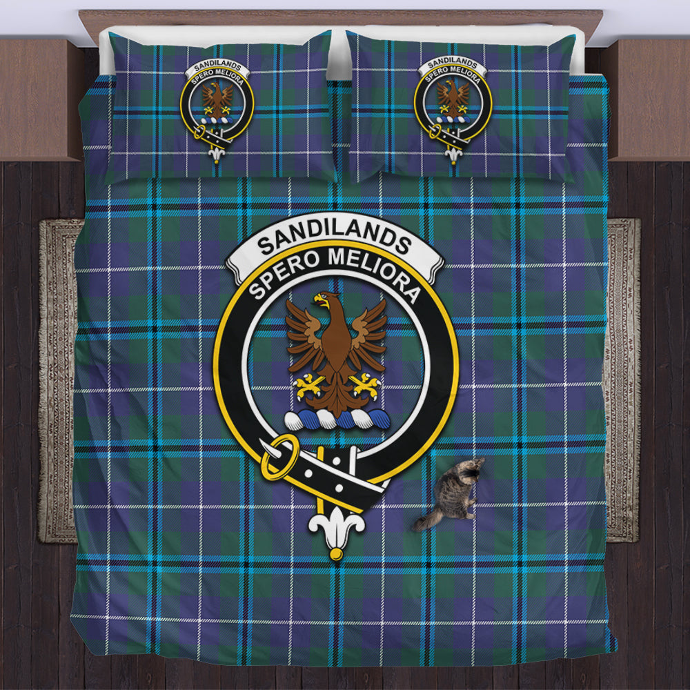 Sandilands Tartan Bedding Set with Family Crest UK Bedding Set - Tartan Vibes Clothing