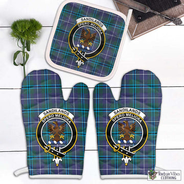 Sandilands Tartan Combo Oven Mitt & Pot-Holder with Family Crest Combo 1 Oven Mitt & 1 Pot-Holder White - Tartan Vibes Clothing