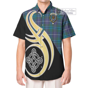 Sandilands Tartan Hawaiian Shirt with Family Crest and Celtic Symbol Style