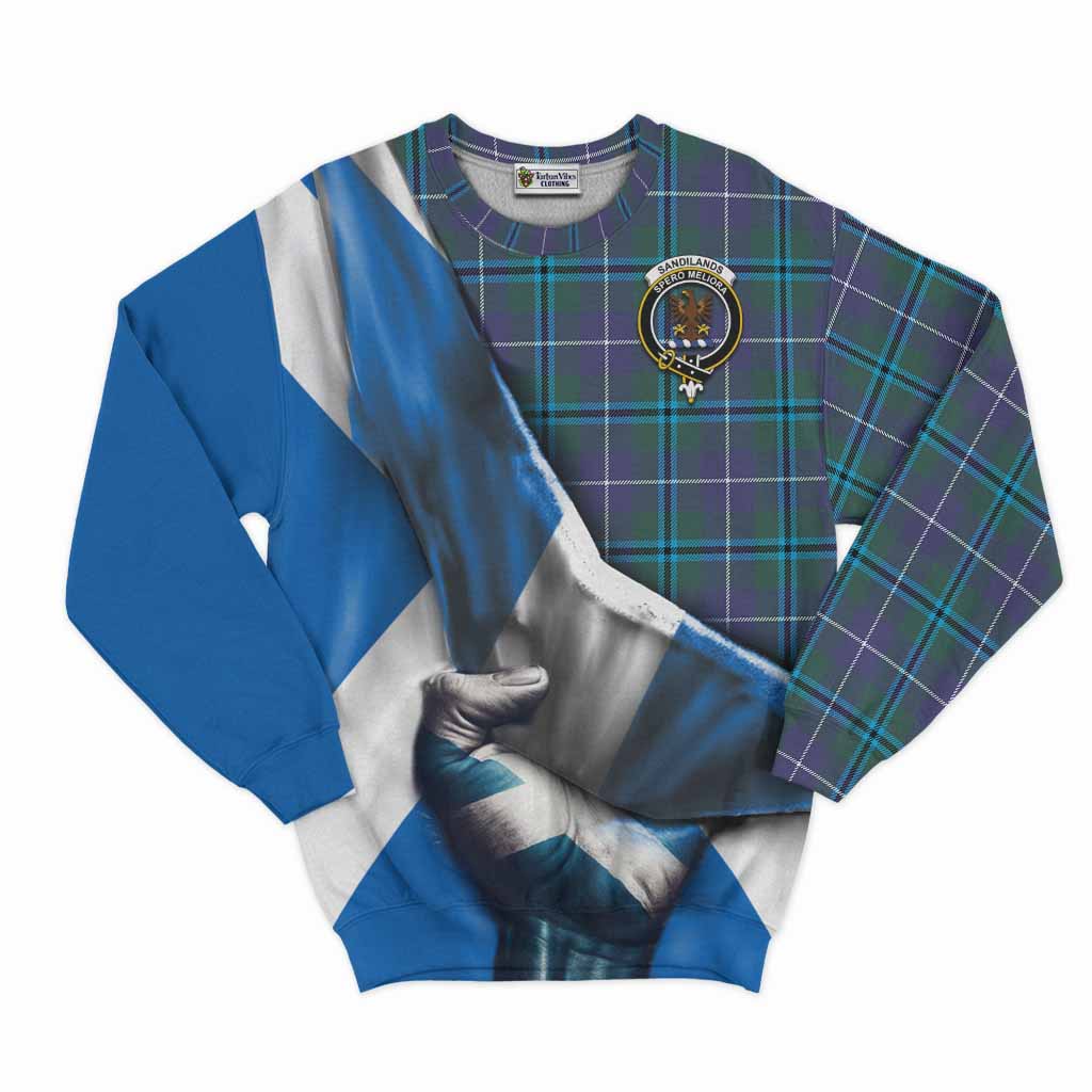 Tartan Vibes Clothing Sandilands Tartan Sweatshirt with Family Crest Scotland Patriotic Style