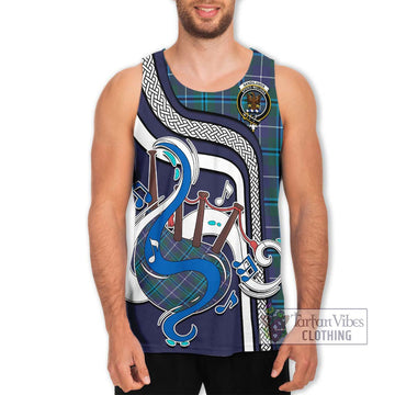 Sandilands Tartan Men's Tank Top with Epic Bagpipe Style