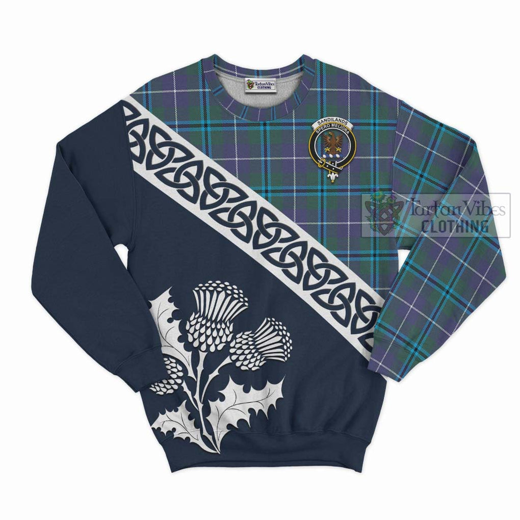 Tartan Vibes Clothing Sandilands Tartan Sweatshirt Featuring Thistle and Scotland Map