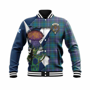 Sandilands Tartan Family Crest Baseball Jacket Scottish Thistle Celtic Inspired