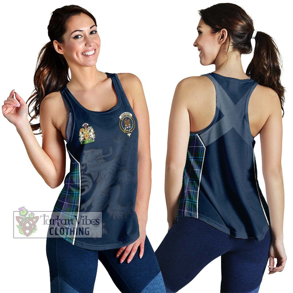 Sandilands Tartan Women's Racerback Tanks with Family Crest and Lion Rampant Vibes Sport Style 4XL - Tartan Vibes Clothing