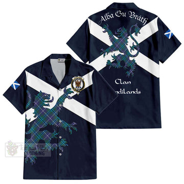 Tartan Vibes Clothing Sandilands Tartan Lion Rampant Short Sleeve Button Shirt – Proudly Display Your Heritage with Alba Gu Brath and Clan Name