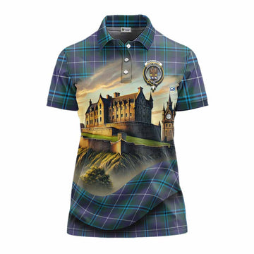 Sandilands Tartan Family Crest Women's Polo Shirt with Scottish Ancient Castle Style